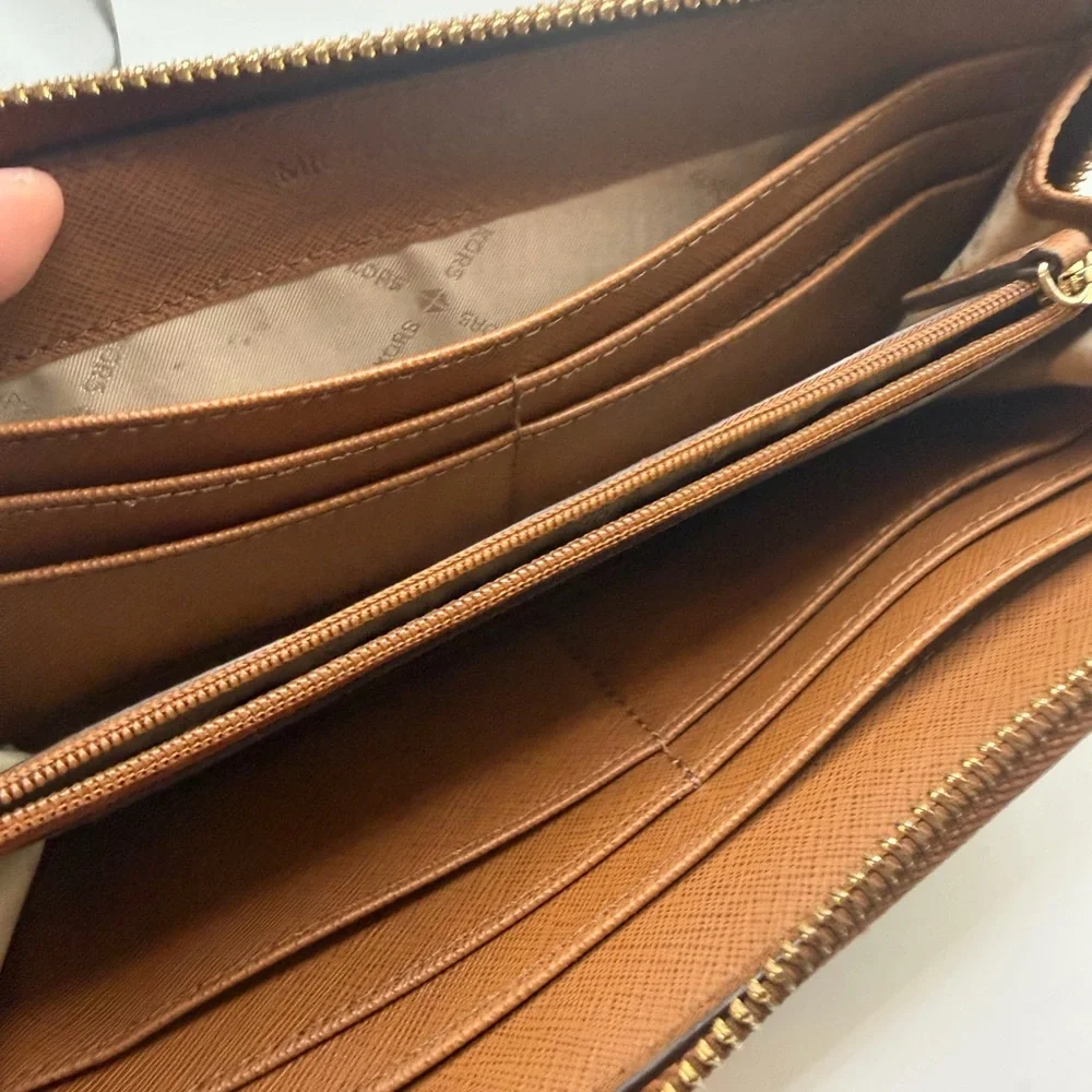 Michael Kors Tan Leather Zip Wallet